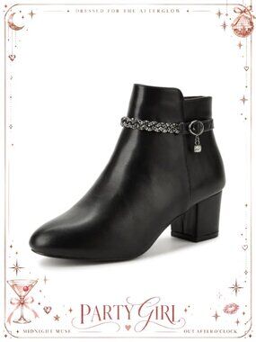 Women's Round Toe Ankle Boots Block Heel Side Zip Booties Fall Casual